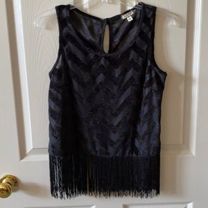 Cute Sleeveless Party Top with Fringe Size S